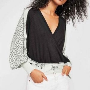 Free People Mint Green Thermal Blouse